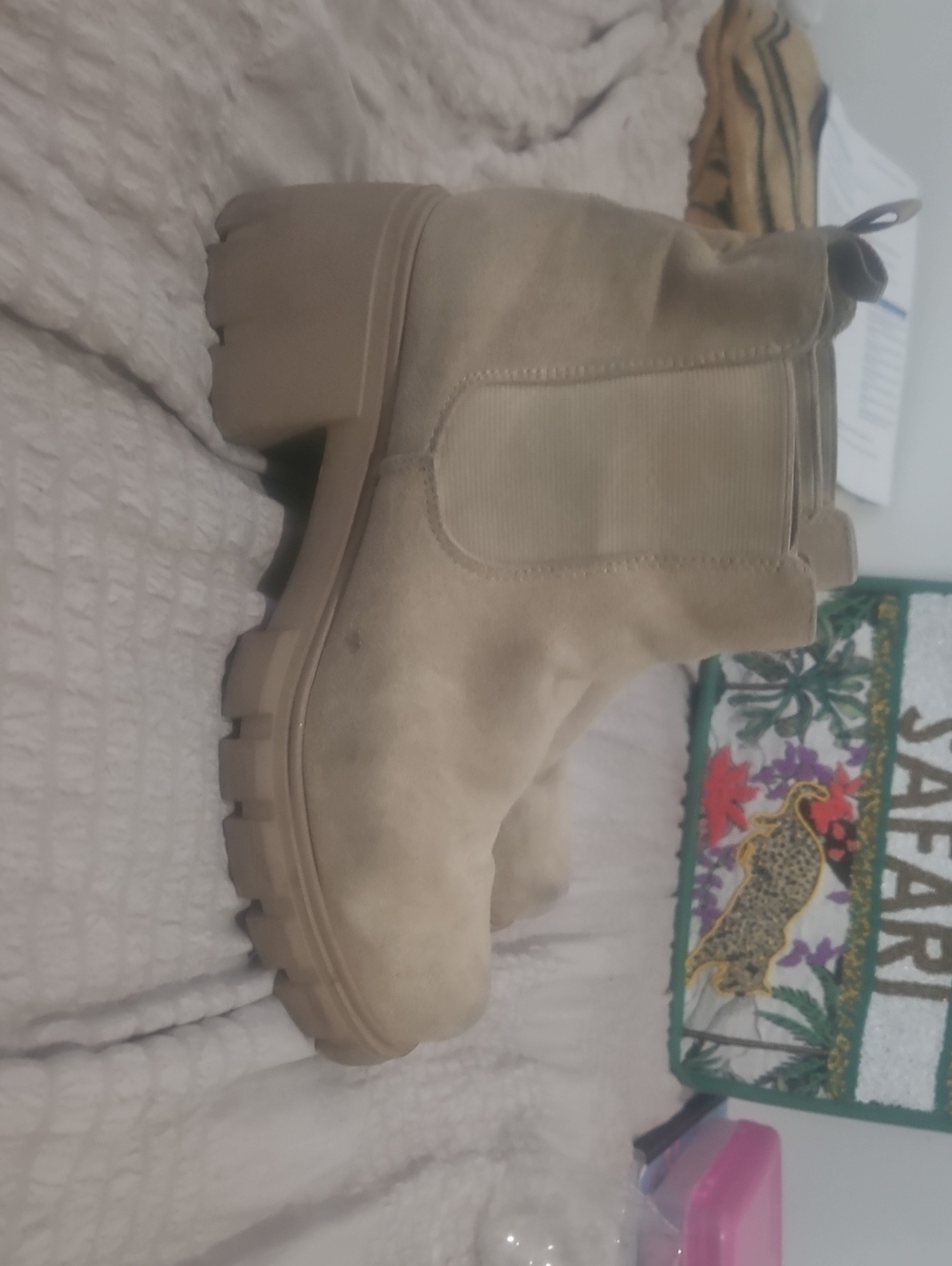 Steve Madden Chunky Taupe Suede Chelsea Booties
